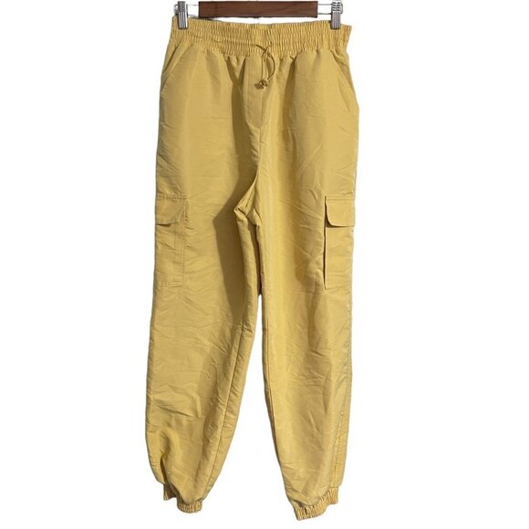 Wild Fable Womens Y2K Yellow Pockets Cargo Elastic Waist Jogger Pants Medium - Picture 1 of 10